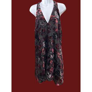 BB Dakota Black Purple Burnout Velvet Halter Dress Sz M Whimsigoth Dark Romantic